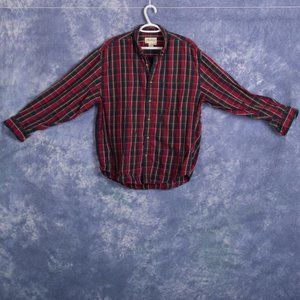 Men's Eddie Bauer Red Plaid Long Sleeve Cotton Shirt Sz M